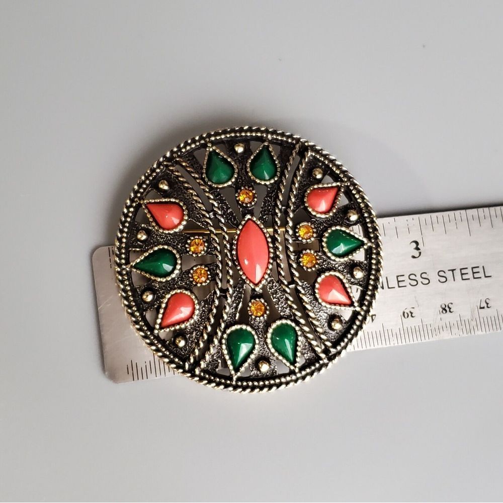 EMMONS VINTAGE BROOCH AND PENDANT LARGE SIGNED MARKED ON BACK SEE PICTURES - Picture 7 of 8